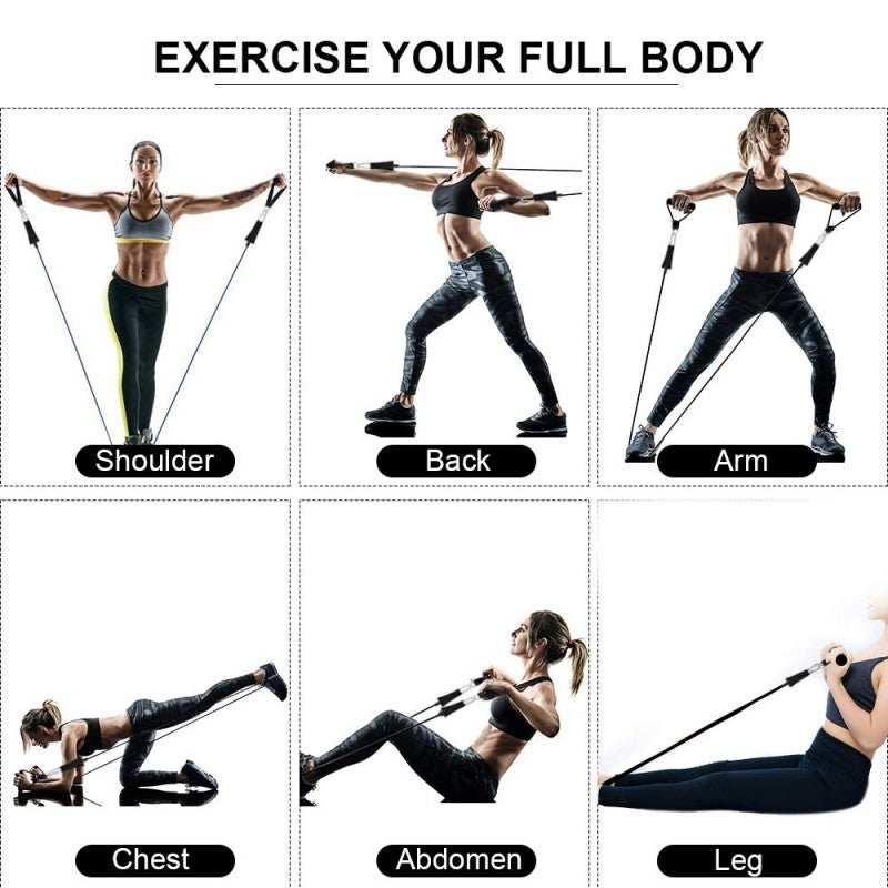 4well Resistance Bands Set 11pcs – Exercise Bands with Handles, Door Anchor & Ankle Straps – Workout Bands for Home Fitness, Strength Training, Pilates & Physical Therapy – 5 Stackable Resistance Levels