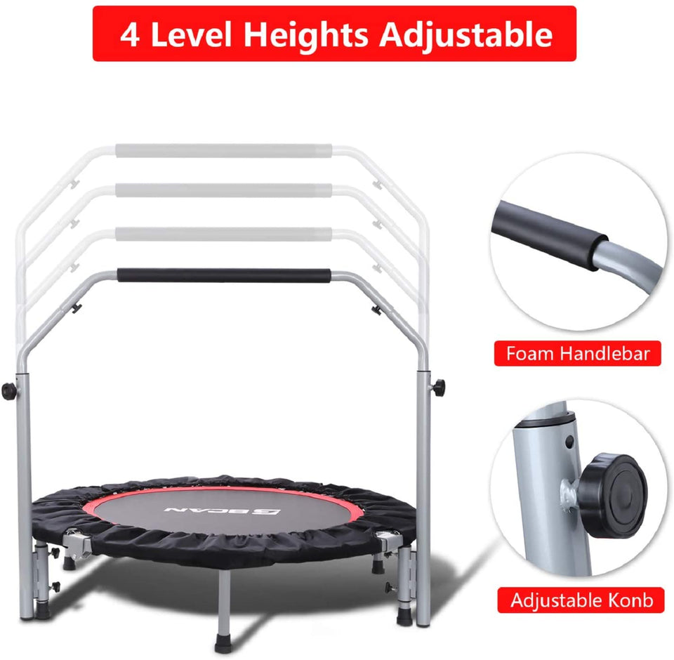 Foldable Fitness Trampoline for Adults – Mini Rebounder for Home Workouts, Cardio, Lymphatic Drainage & Balance Training – Quiet, Portable Indoor Exercise Trampoline