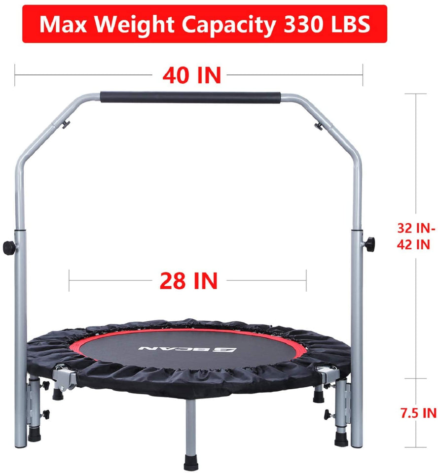 Foldable Fitness Trampoline for Adults – Mini Rebounder for Home Workouts, Cardio, Lymphatic Drainage & Balance Training – Quiet, Portable Indoor Exercise Trampoline
