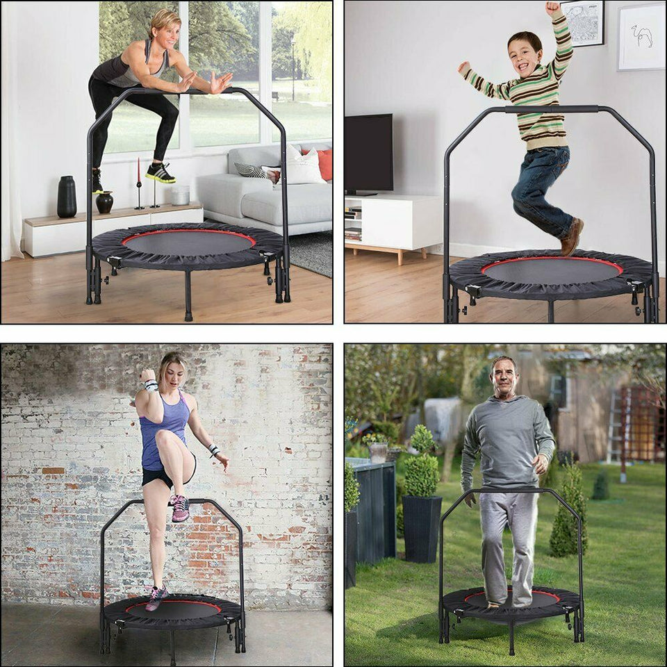 Foldable Fitness Trampoline for Adults – Mini Rebounder for Home Workouts, Cardio, Lymphatic Drainage & Balance Training – Quiet, Portable Indoor Exercise Trampoline
