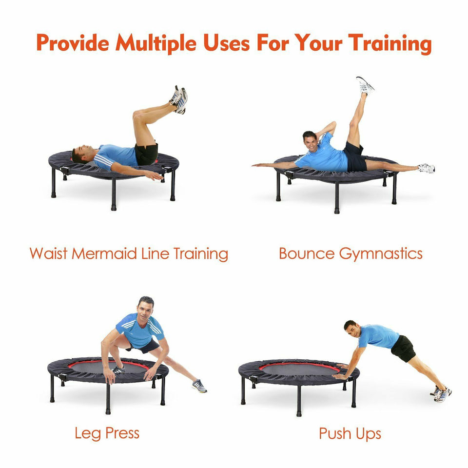 Foldable Fitness Trampoline for Adults – Mini Rebounder for Home Workouts, Cardio, Lymphatic Drainage & Balance Training – Quiet, Portable Indoor Exercise Trampoline