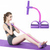 Elastic resistance pull-rope band with purple cord, foam handles, and U-shaped foot bar
