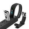 Fitness smartwatch charging dock with two watch bands and time 14:30