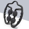 U-shape arm massage roller with black spiked wheels and black frame, product view
