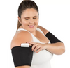 Black arm compression sleeve with white tab/attachment at the top edge.