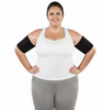 Black arm compression sleeve, smooth mid-length knit with snug fit.