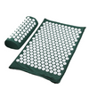 Green acupressure yoga mat and massage cushion set with white circular spike pads