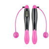 Cordless digital jump rope set with black top handles, pink grips, and pink rope