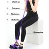Elastic resistance pull-rope band with purple cord and foam grips, U-shaped foot bar