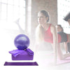 Yoga ball and block set with strap and band, purple set with rolled strap