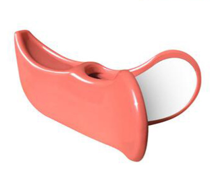 Orange hip and butt muscle trainer with oval loop handle and curved base
