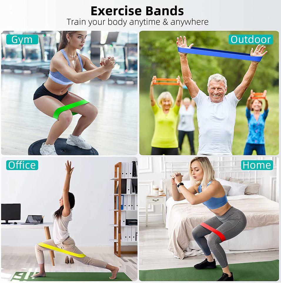 4well Resistance Bands, Exercise Workout Bands for Women and Men, 5 Set of Stretch Bands for Booty Legs, Pilates Flexbands