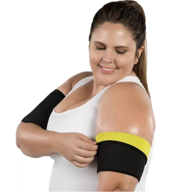 Black arm compression sleeve cuff detail with yellow backing/liner.