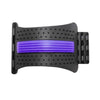 Black massage stretcher pad with purple roller and rows of raised nubs