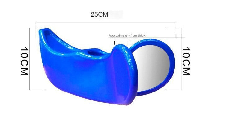 Blue hip and butt muscle trainer, curved base with oval hand loop