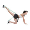 Resistance band set with green elastic bands and black ankle harness for stretching