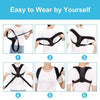 Black posture corrector belt shown on white tank top with straps and buckle