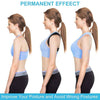 Posture corrector belt with black padded back panel and adjustable shoulder straps