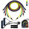 Resistance band set with multiple color loops, door anchor straps, and accessory bands