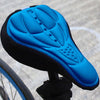 Bike seat cushion cover, blue gel insert with ribbed channels and small dot pattern
