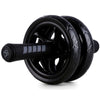 Ab roller trainer wheel with ribbed tires and cushioned foam handle grip