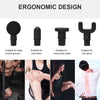 Ergonomic massage gun head set: ball, fork, flat, and U-shaped tips