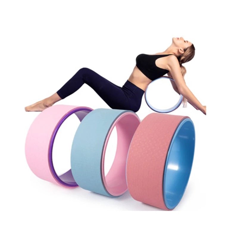 Yoga pilates circle ring set with pink, blue, and rose outer bands