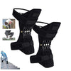 Black knee support pads, front view, with multiple ribbed braces and straps