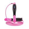 Cordless digital jump rope, pink handle with display and spiral cable coil