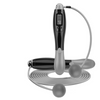 Cordless digital jump rope, gray handles and black display unit with loop cable