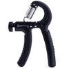 Adjustable hand gripper tool with black frame and spring