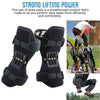 Black knee support pads, pair view, with adjustable straps and metal spring bars