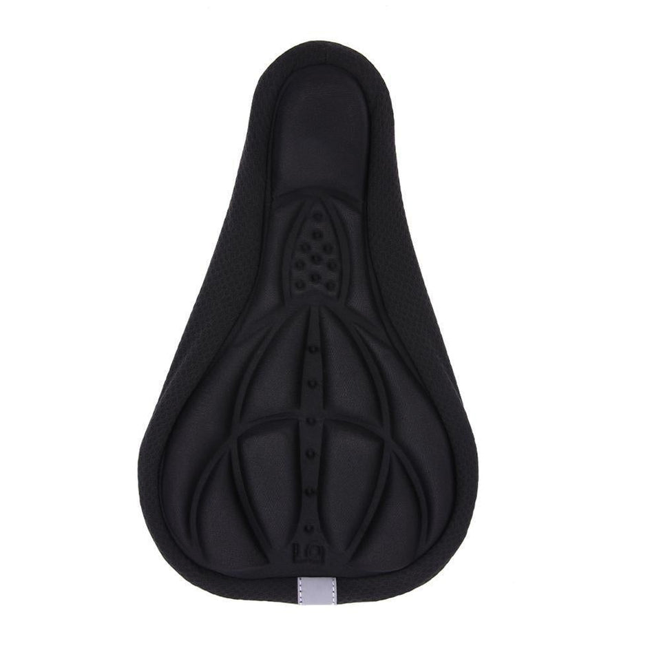 Bike seat cushion cover, black gel insert with molded center and dotted details