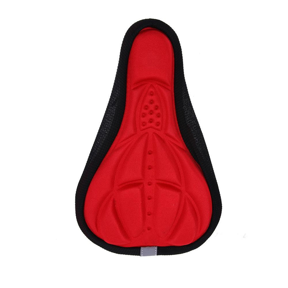 Bike seat cushion cover, red gel insert with molded center and dotted details