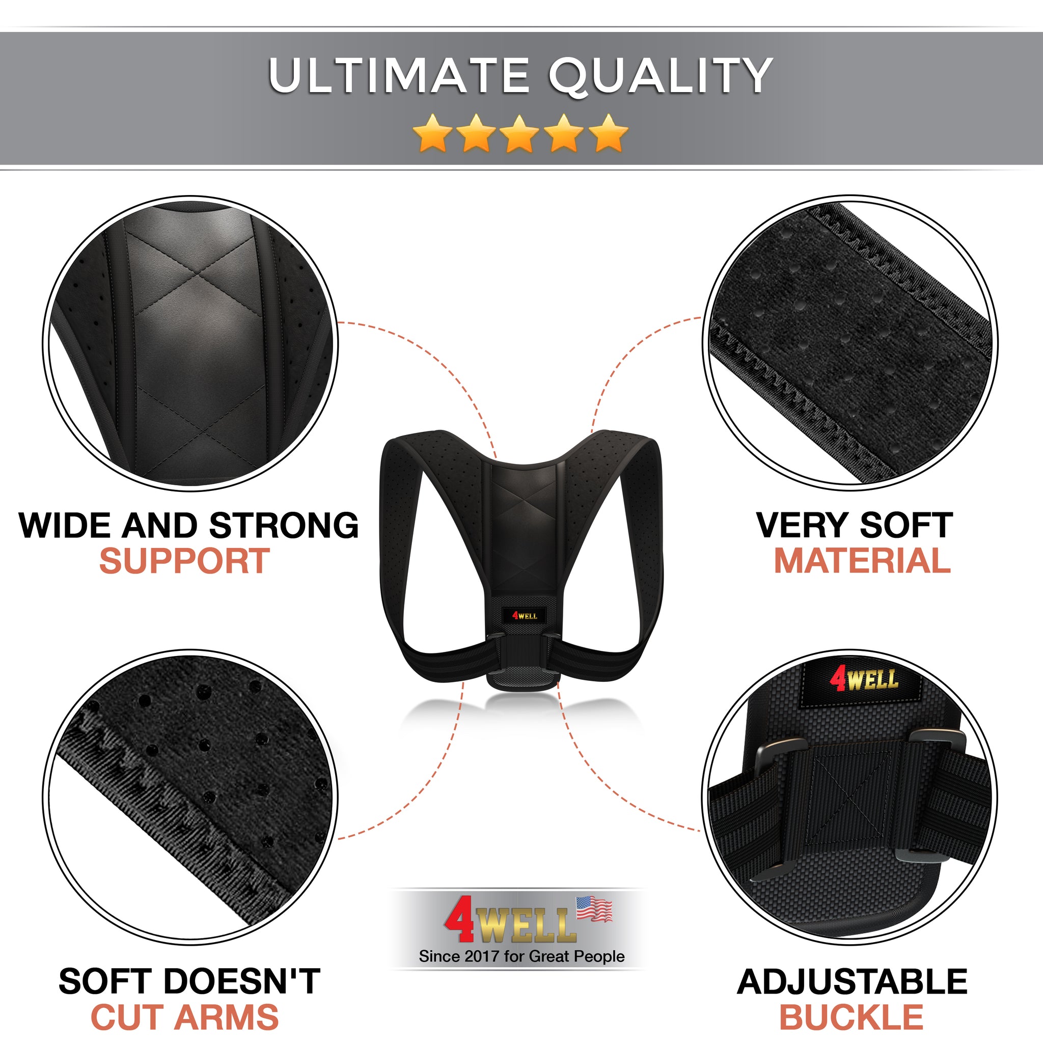 4WELL Posture Corrector For Women Men Effective and Comfortable Adjustable  Posture Correct Brace Back Brace Posture Brace Clavicle Support Brace  Posture Support Upper Back Pain Relief